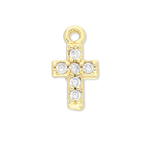 Brass TQ Metall Anh&auml;nger Kreuz Gold-transparent