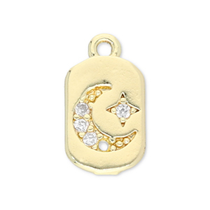 Brass TQ Metall Anh&auml;nger Mond und Stern Gold-transparent