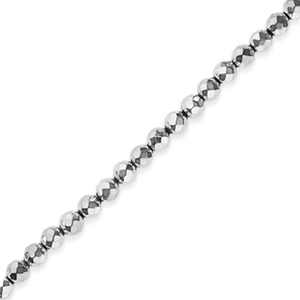 H&auml;matit Perlen Rund 6mm Facett Geschliffen Silver