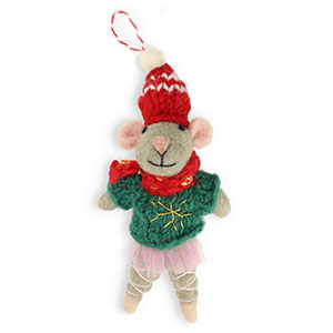 Trendy-Anh&auml;nger Filz Maus Grey-green-red-pink