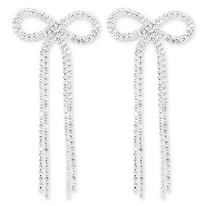 Brass TQ Metall Ohrringe / Ohrstecker mit Strass Schleife Silver-crystal
