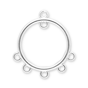 Stainless Steel - Rostfrei Stahl Schmuckzubeh&ouml;r Anh&auml;nger Rund mit 6 &Ouml;sen Silver
