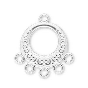 Stainless Steel - Rostfrei Stahl Schmuckzubeh&ouml;r Anh&auml;nger Rund mit 5 &Ouml;sen Silver