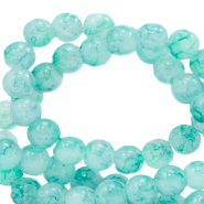 8 mm Glasperlen meliert Bleached aqua blue