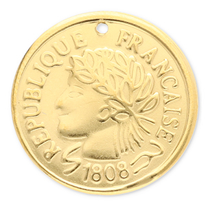 Stainless Steel - Rostfrei Stahl Anh&auml;nger M&uuml;nze Gold