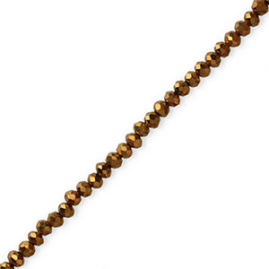 Top Glas Facett Perlen 4x3 mm rondellen Metallic bronze
