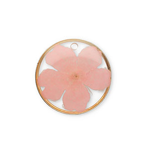 Anh&auml;nger mit getrockneter Blume Gold-light pink