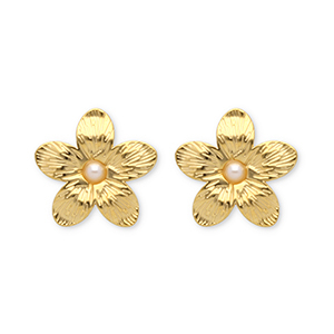 Ohrringe aus Stainless Steel - Rostfreiem Stahl Ohrstecker Blume Gold
