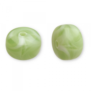 Acrylperlen Disc Olive green-white