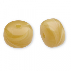 Acrylperlen Disc Ochre yellow-white
