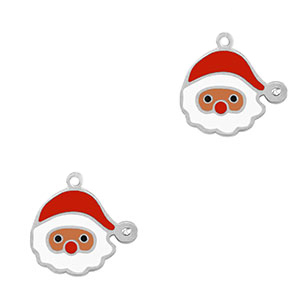 Stainless Steel - Rostfrei Stahl Anh&auml;nger Weihnachtsmann Silver-red