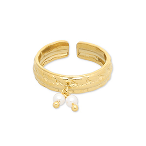Ringe aus Stainless Steel - Rostfreiem Stahl mit Perlen Gold-white