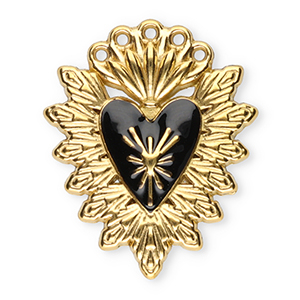 Stainless Steel - Rostfrei Stahl Anh&auml;nger Heilige Herz Gold-black
