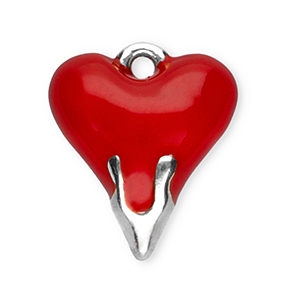Stainless Steel - Rostfrei Stahl Anh&auml;nger Herz Silver-red