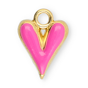 Stainless Steel - Rostfrei Stahl Anh&auml;nger Herz Gold-pink