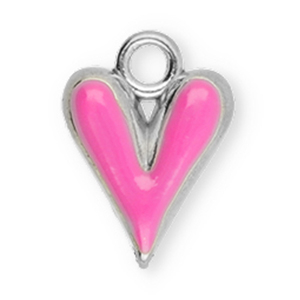 Stainless Steel - Rostfrei Stahl Anh&auml;nger Herz Silver-pink