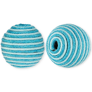 22 mm Acrylperlen mit Wachskordel Light blue-blue