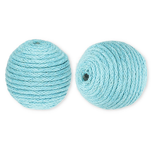 22 mm Acrylperlen mit Wachskordel Light blue