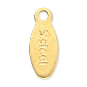 Stainless Steel - Rostfrei Stahl Schmuckzubeh&ouml;r Schmuck-Logo-Pl&auml;ttchen "S.steel" Gold