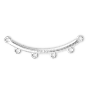 Stainless Steel - Rostfrei Stahl Schmuckzubeh&ouml;r Zwischenst&uuml;ck Bogen mit 4 &Ouml;sen Silver