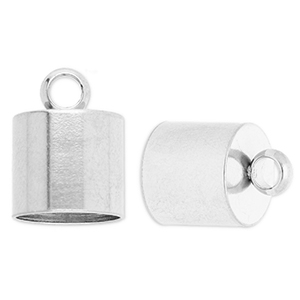 Stainless Steel - Rostfrei Stahl Schmuckzubeh&ouml;r Endkappen &Oslash;10 mm mit &Ouml;se Silver