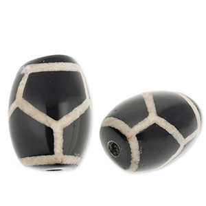 Naturstein Perlen Chalcedon Rice Black-sand beige