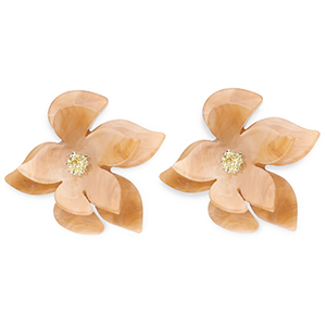 Trendy Resin Ohrringe&nbsp;/&nbsp;Ohrstecker Blume Brown marble-gold