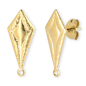 Stainless Steel - Rostfrei Stahl Schmuckzubeh&ouml;r Ohrringe / Ohrstecker Rhombus mit &Ouml;se Gold