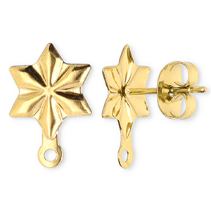 Stainless Steel - Rostfrei Stahl Schmuckzubeh&ouml;r Ohrringe / Ohrstecker Stern mit &Ouml;se Gold