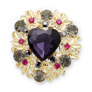 Broschen Herz Gold-purple-green-dark pink