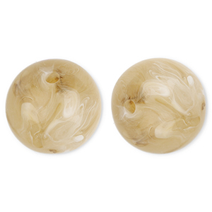 20 mm Acrylperlen Rund Beige brown-marble