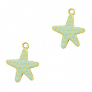 Stainless Steel - Rostfrei Stahl Anh&auml;nger Seestern Gold-mint green