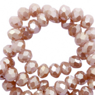 Top Glas Facett Perlen 4x3mm disc Misty rose-amber coating