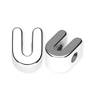 Buchstaben Perlen aus Acryl U Silver