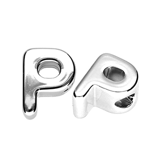 Buchstaben Perlen aus Acryl P Silver