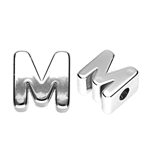 Buchstaben Perlen aus Acryl M Silver
