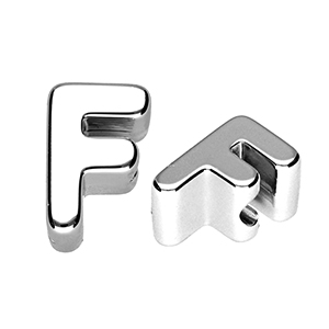 Buchstaben Perlen aus Acryl F Silver
