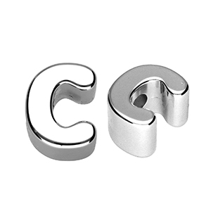 Buchstaben Perlen aus Acryl C Silver