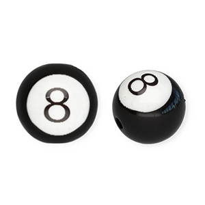 16 mm Acrylperlen Rund Billardkugel 8 Black-white
