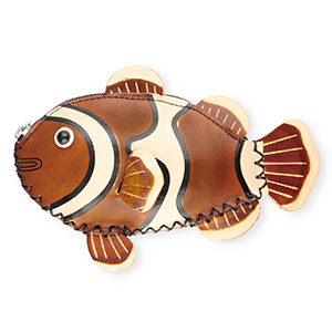 Geldb&ouml;rse aus Leder Clownfisch Brown-sand beige-black-white