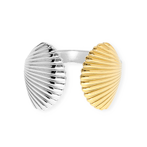 Ringe aus Stainless Steel - Rostfreiem Stahl Muschel Silver-gold