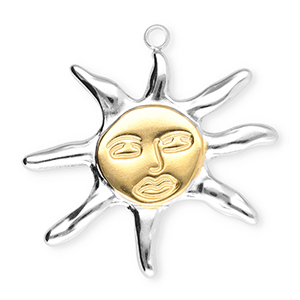 Stainless Steel - Rostfrei Stahl Anh&auml;nger Sonne Silver-gold