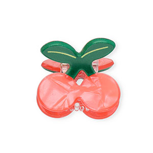 Haarschmuck Haarklemme Kirschen Pearl shine dark coral pink-green