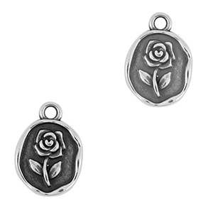 Metall Anh&auml;nger DQ Rose Antik silber (Nickelfrei)