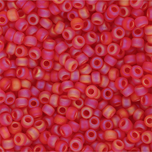 Miyuki Rocailles 8/0 Matted Transparent Red AB 8-0140FR