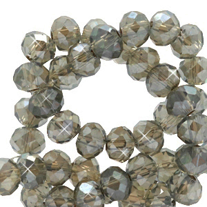 Top Glas Facett Perlen 4x3mm rondellen Greige rose-pearl shine coating