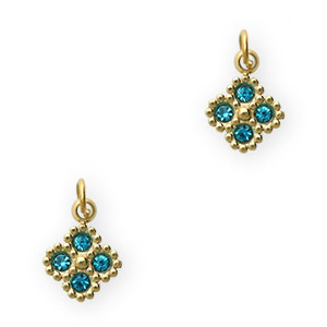 Stainless Steel - Rostfrei Stahl Anh&auml;nger Blume Gold-blue