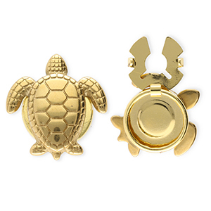 Knopfabdeckung aus Stainless Steel - Rostfreiem Stahl Schildkr&ouml;te Gold