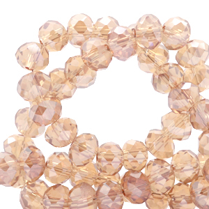 Top Glas Facett Perlen 6x4mm disc Light pink-top shine coating