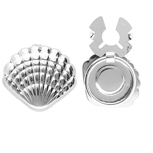 Knopfabdeckung aus Stainless Steel - Rostfreiem Stahl Muschel Silver